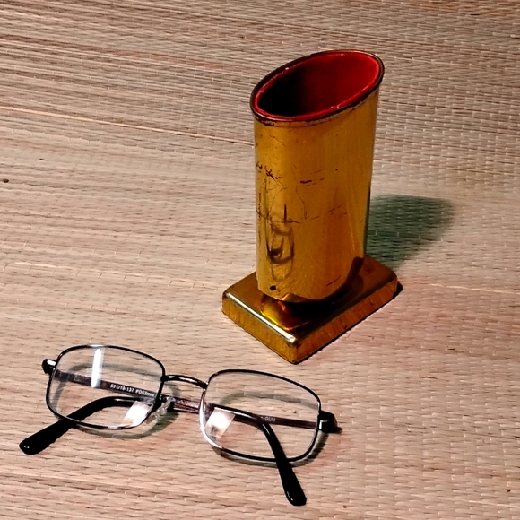 Brass Eyeglass Holder For Desktop Vintage Brass Eye Glass Holder - Picture 4 of 5